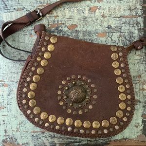 Patricia Nash Saddlebag/Crossbody Bag with Brass Studs
